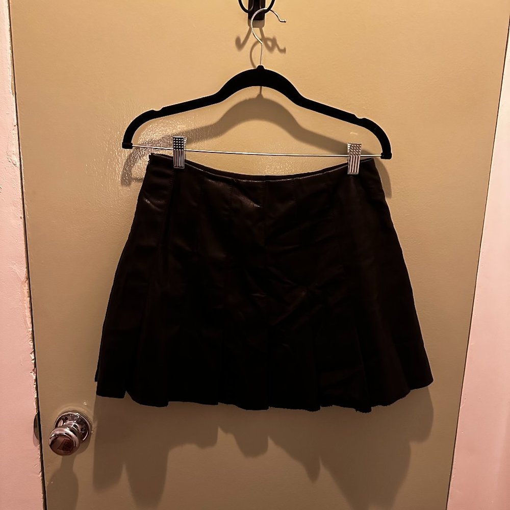 Pleated Leather Skirt